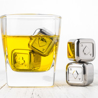 Glaçons de pierres de whisky de Poker réutilisables en acier inoxydable, fabricant Direct