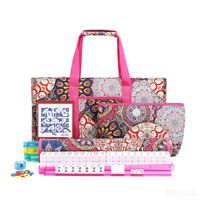 Nouvel ensemble de rangement trois pièces imprimé fleurs mandala, ensemble complet de mahjong américain, trousse de maquillage portable