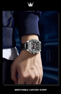   Montre à quartz étanche pour homme, chronographe carré en acier inoxydable 3661, lumineuse, logo personnalisé OEM, calendrier - Product Image 4