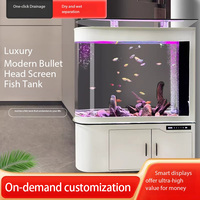 Akuarium Ikan Mewah Kaca Bullet Modern Baru 600L Smart Ultra Quiet Ramah Lingkungan Mudah Dibersihkan Oval Ruang Tamu Kering/Basah Garansi 2 Tahun