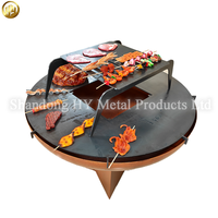 Brasero en acier corten avec grille de cuisson - Barbecue multifonctionnel d'extérieur