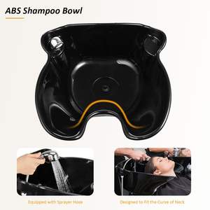 Mobilier de Coiffure et Balnéothérapie Noir, Bac à <span class=keywords><strong>Shampooing</strong></span> Réglable pour Salon de Beauté, Lavabo Lave-Tête Professionnel avec Réservoir d'Eau - Product Image 5