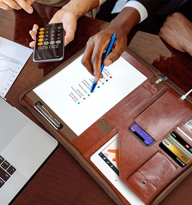 Haoran biểu tượng tùy chỉnh A4 da danh mục đầu tư tổ chức dây kéo padfolio văn phòng văn phòng phẩm A4 tài liệu chủ Manila thư mục Túi - Product Image 5