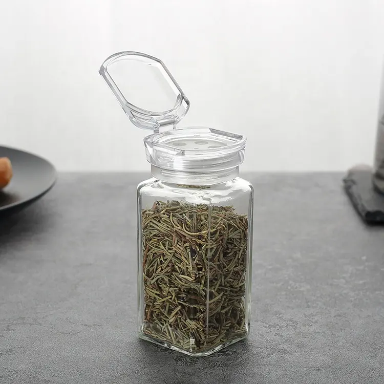 LFGB Utensílios de Cozinha Necessários Pequeno Sal e Pimenta 3oz Spice Shaker com Garrafas De Vidro De Vidro Quadrado