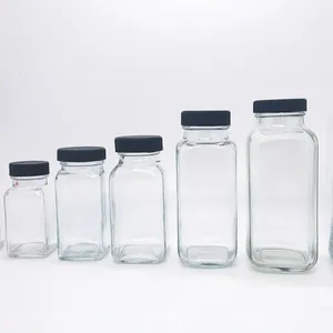 Wholesale 250ml 8.5oz Empty Glass Bath Salt Cosmetic Powder Honey Sauce Kitchen Bottle Spice Jar Pot With Cork Lid Spoon