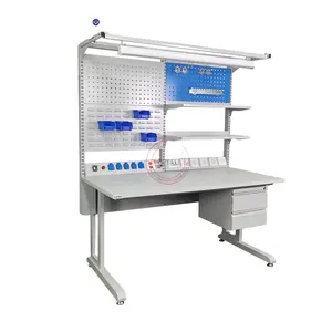 Detall metal durable industrial tool cabinet workbench with wood worktop workshop