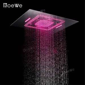 Ducha de lluvia de techo de 600x800mm, juego de ducha de baño, juego de grifos, ducha de lluvia LED cromada