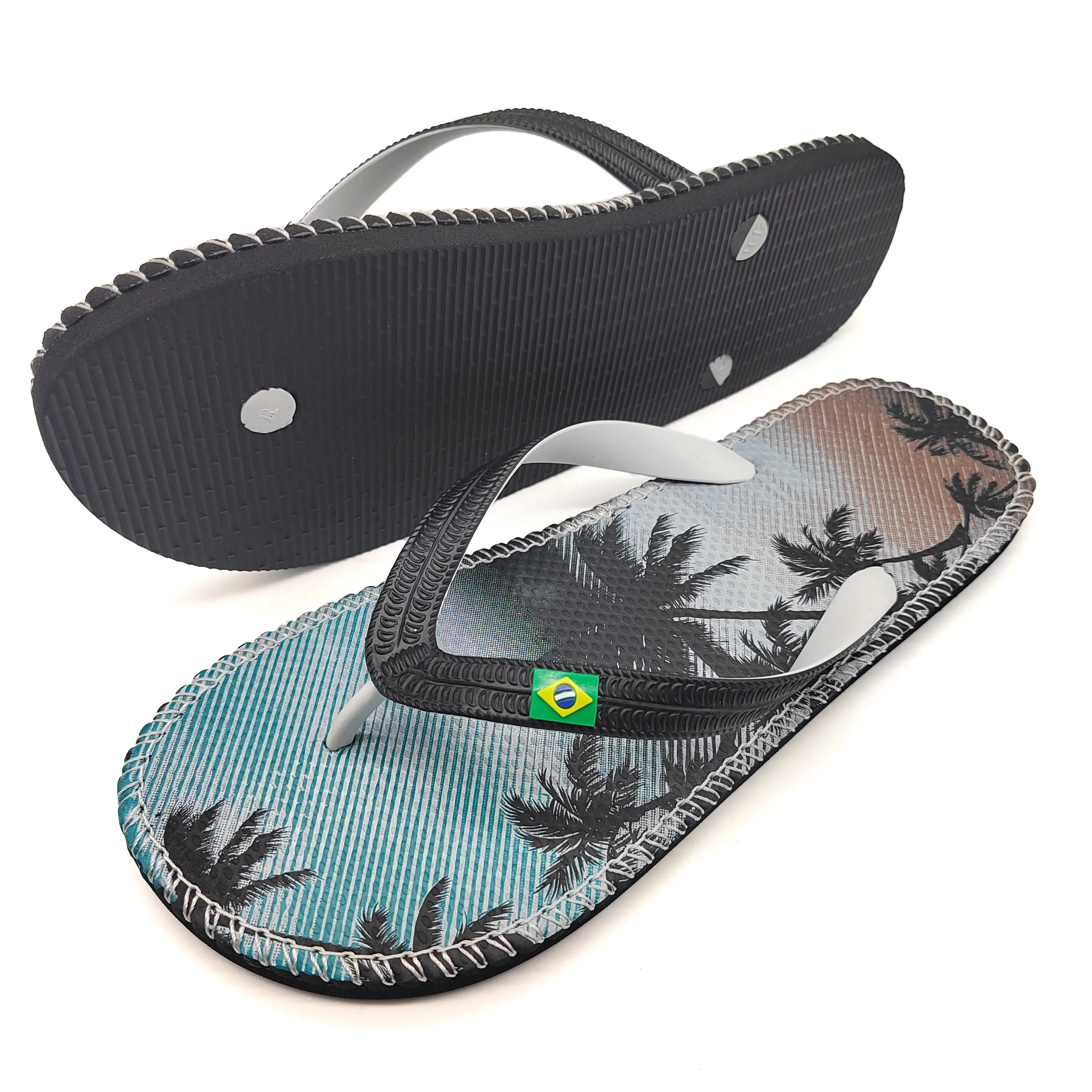 Sandal Flip flop jahit Anti selip pantai kualitas tinggi kustom sandal untuk pria