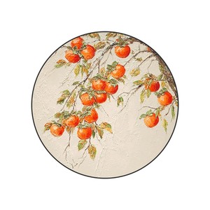Hand Painted Persimmon Oil Painting Round <b>Wall</b> Art 3D Texture Wabi Sabi Style Living Room Entryway Decor Metal <b>Frame</b> - Product Image 5
