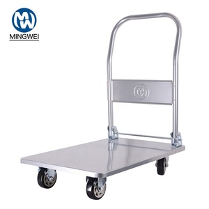 Chariot à plateforme pliable en acier inoxydable 50x70cm 200KG avec roues en PVC de 4 pouces, chariot utilitaire robuste pour l'industrie et l'entreposage - Product Image 1