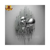 Modern ev duvar dekoratif Metal 3D duvar sanatı heykel soyut cilalı paslanmaz çelik aşk duvar heykel