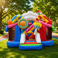 Château Gonflable Commercial Thème Sucreries et Sucettes, Combo Château Gonflable Sweet Land avec Toboggan pour Location de Fêtes d'Enfants
