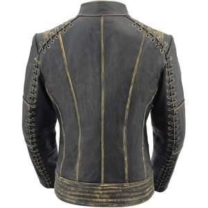 MLL2527แจ็กเก็ตหนังแท้ปักลูกไม้สีน้ำตาลสำหรับผู้หญิงดูหรูหรามี2025 - Product Image 3