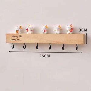 Porte-clés mural en bois massif, rectangulaire, avec trois ou plus crochets, pour l'entrée, rangement et organisation - Product Image 4