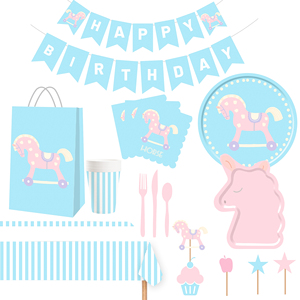 Ensemble de fournitures pour fête sur le thème de la licorne DAMAI, assiettes, gobelets, serviettes, nappe, pailles, vaisselle jetable en papier - Product Image 2