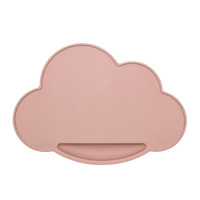 Tapis de repas pour bébé en silicone multicolore en forme de nuage, avec rebord surélevé, attrape-miettes, antidérapant, pour l'alimentation des tout-petits