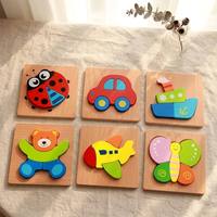 Puzzle en bois 3D de dessins animés, animaux et véhicules, puzzle à emboîter, jouet éducatif Montessori pour l'apprentissage précoce des tout-petits, des enfants et des adolescents