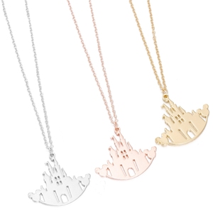 สร้อยคอจี้รูปปราสาทมินนี่เมาส์และหัวมิกกี้เมาส์ สแตนเลสชุบทอง 18K สีเงินไม่หมอง ทันสมัย สำหรับผู้หญิง - Product Image 4