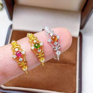 Bague S925 en rubis naturel Fantawild, style rétro français, design ajouré, bague couleur trésor, vente en gros à l'unité - Product Image 1
