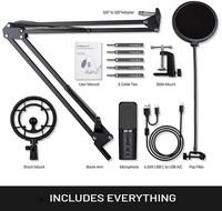 Microphone à condensateur USB professionnel PROAR S-21U avec éclairage RGB pour enregistrement en studio, jeu, cardioïde, métal, pour ordinateur, chant