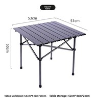 Table de camping pliante avec cadre en alliage d'aluminium, légère, pliable, pour pique-nique, barbecue, voyage, avec sac de rangement