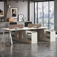 Bureau de studio mobile moderne pour 4 personnes Mobilier neuf pour poste de travail en verre MDF aluminium fer mélamine pour hôtels