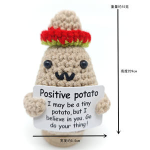 100 disegni di supporto emotivo sottaceto piante uncinetto bambole animali giocattoli Mini divertente uncinetto patate Positive con carta di affermazione - Product Image 6