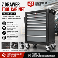 Ensemble d'outils de 400 pièces, armoire à outils à 7 tiroirs, chariot à outils robuste en acier inoxydable pour la réparation automobile, l'atelier, le garage