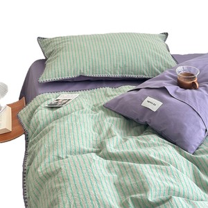 Sz-0328-G <b>Striped</b> Pure Cotton <b>Bedding</b> <b>Set</b> 40s Count Breathable Morandi Color Four Seasons Use - Product Image 5