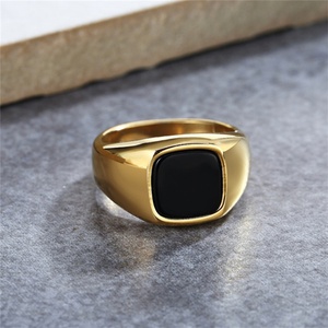 2023 New Trend Silver <b>Rings</b> Dainty square Black Natural Stone Charm <b>Rings</b> <b>for</b> Women <b>Men</b> - Product Image 4