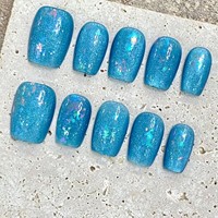 Vente en gros, Offre Spéciale : Faux ongles carrés 100% faits main en ABS, courts, à presser, pour femmes, avec motif floral 3D et French manucure, application sur les doigts