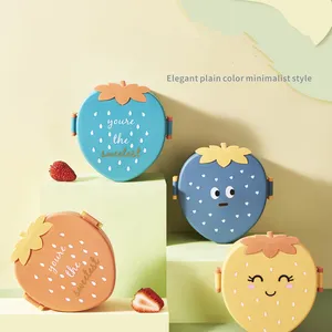 Kotak Penyimpanan Wadah Makanan Lucu Caja De Almuerzo Kreatif Bentuk Stroberi Kartun Luar Ruangan Kotak Makan Siang Sekolah Bento untuk Anak-anak