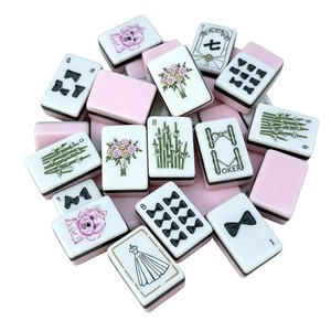 Tessere di Mahjong in Acrilico con Motivo Floreale e Abito da Sposa, <span class=keywords><strong>Gioco</strong></span> Artistico Americano per Passatempi, Regalo a Tema Matrimonio - Product Image 1