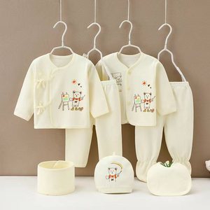 Set di biancheria intima neonato in cotone a sette pezzi Casual in stile monaco per <span class=keywords><strong>0</strong></span>-3 <span class=keywords><strong>mesi</strong></span> <span class=keywords><strong>vestiti</strong></span> invernali per bambini con motivo a cartone animato - Product Image 3