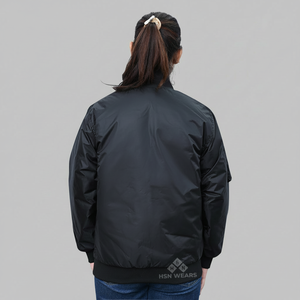 Blouson universitaire en jean enduit imperméable grande taille avec logo personnalisé et col montant – Unisexe, réversible, pour l'hiver, vente en gros - Product Image 1