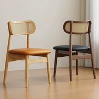Chaises de salle à manger en rotin pour restaurant et hôtel, lot de 2, chaises de cuisine confortables en bois massif pour salle à manger