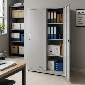 Steel 4 Door Filing Cabinet Office Storage Cabinet Adjustable Shelf Document Archive <b>Cupboard</b> - Product Image 5