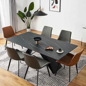 Factory Direct Rectangle Dining Table Modern Luxury Minimalist Design Rounded Corners Collision Resistant Made Steel Kitchen - Product Image 2