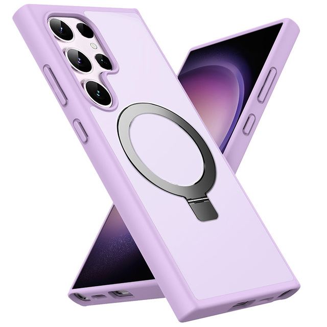 Factory Direct Sales Strong Magnetic Phone Case with Holder TPU PC Phone Protective Case for Samsung S24/S24 Plus/S24 Ultra