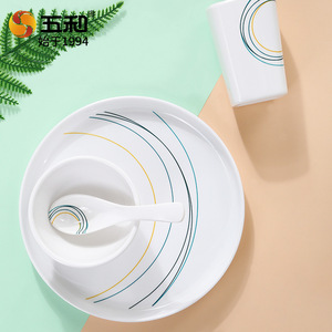 Wuhe Melamine Tableware Set Rectangular With Cup And Spoon For Daily Use - Product Image 2