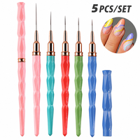 Ensemble de pinceaux à ongles en nylon ultra-fin personnalisés de qualité supérieure, manche en acrylique, 5 pièces, ensemble de stylos à dessin pour la création de nail art, pour la manucure