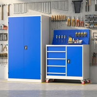 Chariot d'atelier moderne grande capacité multifonctionnel à 4 tiroirs et porte simple, boîte à outils, chariot de rangement pour quincaillerie de réparation automobile, armoire de garage