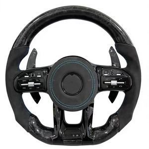 Volant de voiture personnalisé en cuir et fibre de carbone noire pour AMG E260 E200 E300 E320 E350 Glc63 W211 W212 W213 - Product Image 1