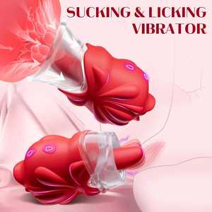 10-Gang-Vibratoren für Frauen Rosen zungen lecken und G-Punkt-Klitoris-Stimulator-Nippel massage gerät mit saugenden Vibrations funktionen - Product Image 3