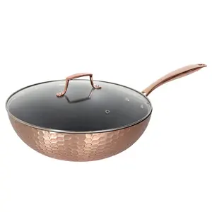 Rose Goud Kleur Hard Gehamerd Gesmeed Aluminium Met Keuken Gereedschappen Non-Stick Kookgerei Set