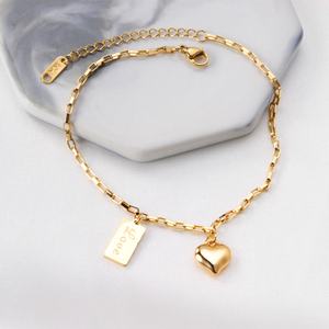 สร้อยข้อเท้ารูปหัวใจชุบทอง 18k สุดฮิต สร้อยข้อเท้าสแตนเลส เครื่องประดับข้อเท้าแบบกำหนดเองได้ - Product Image 2