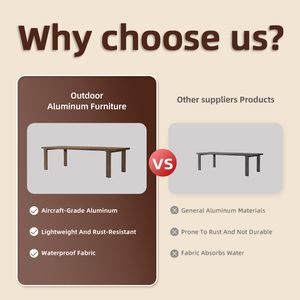 Table à manger extérieure élégante en aluminium, finition résistante aux intempéries et antirouille, pour villas, hôtels, restaurants, terrasses sur le toit - Product Image 2