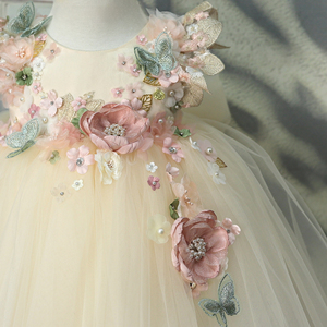 Robe de princesse en <span class=keywords><strong>tulle</strong></span> de luxe pour filles, motif floral écologique, <span class=keywords><strong>tutu</strong></span> <span class=keywords><strong>blanc</strong></span> bouffant pour anniversaire et mariage, saison estivale - Product Image 2