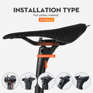 Vente en gros usine : <span class=keywords><strong>Selle</strong></span> de vélo en fibre de carbone imprimée en 3D 250x143mm/250x160mm, design ergonomique léger et creux 7x9mm, pour course XC, OEM - Product Image 5