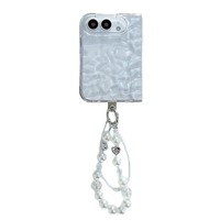 Étui de téléphone pour iPhone Duo avec effet miroir en forme de cœur, en PC, avec support, transparent, plissé, protection pour Apple 18 Duo